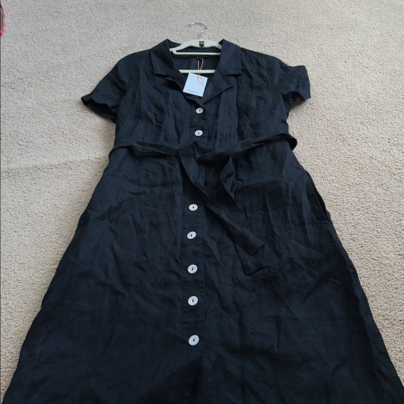 100% European Linen Button Front Dress - Picture 12 of 14